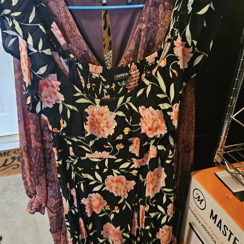Torrid Black and Pink Floral Maxi Dress